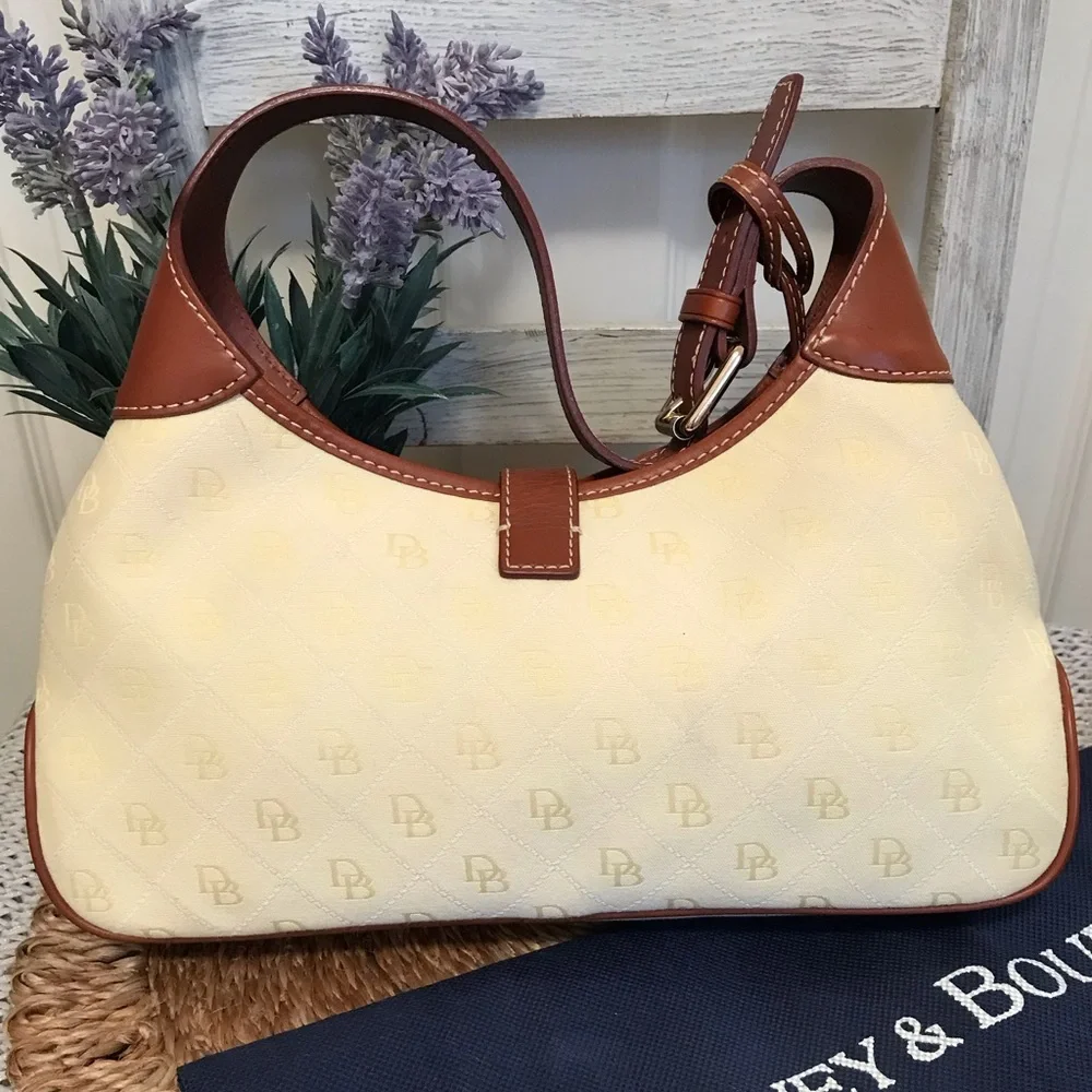 Dooney & Bourke Signature Monogram Jacquard Crescent Hobo Bag Y2K